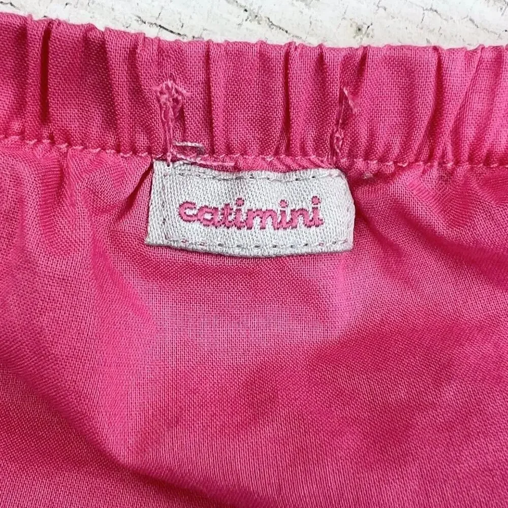 Catimini Dress Set Baby 18M Pink Chevron Floral Bloomer Cotton Spring Outfit